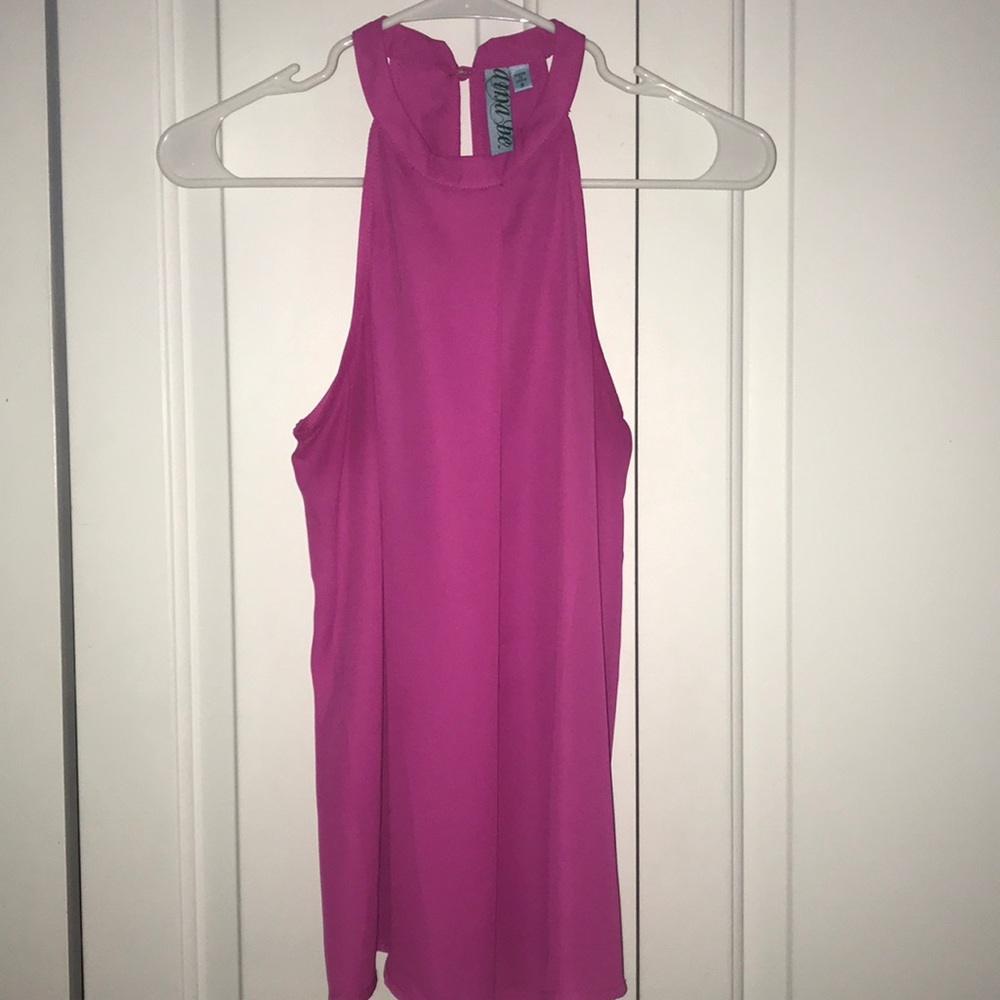 High Neck Bright Pink Shirt